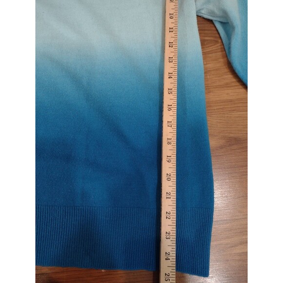 Christopher & Banks Sweater Large Womens Blue Ombré Cowl Neck Lightweight - Picture 7 of 12